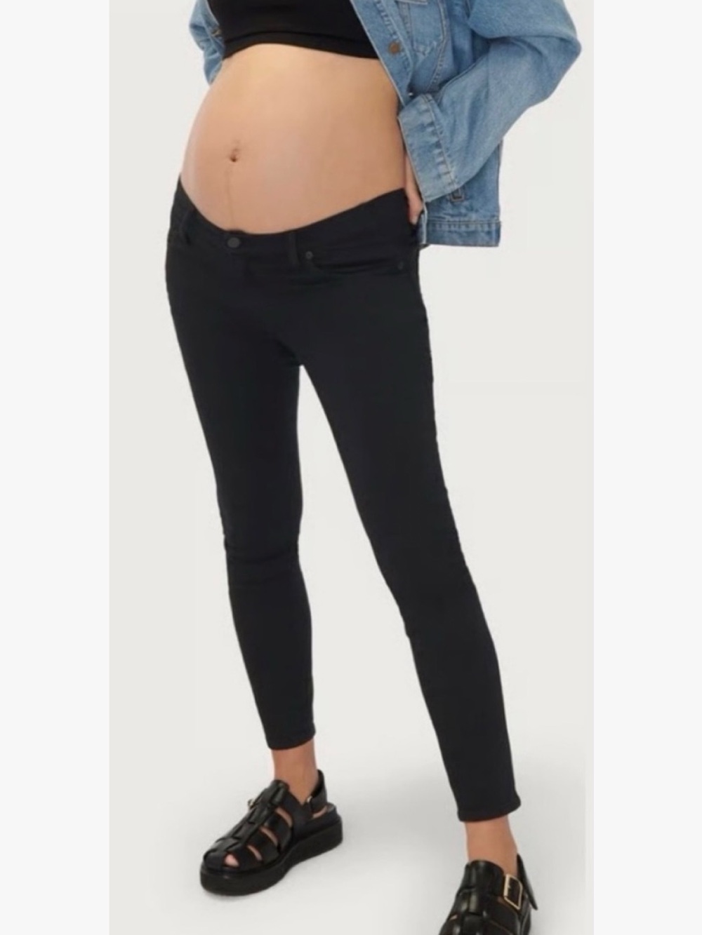 NWT HATCH Slim Maternity Jeans Ankle-Length Jet Black Size 34